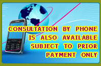 Consultation By Phone Is Also Available Subject To Prior Payment Only